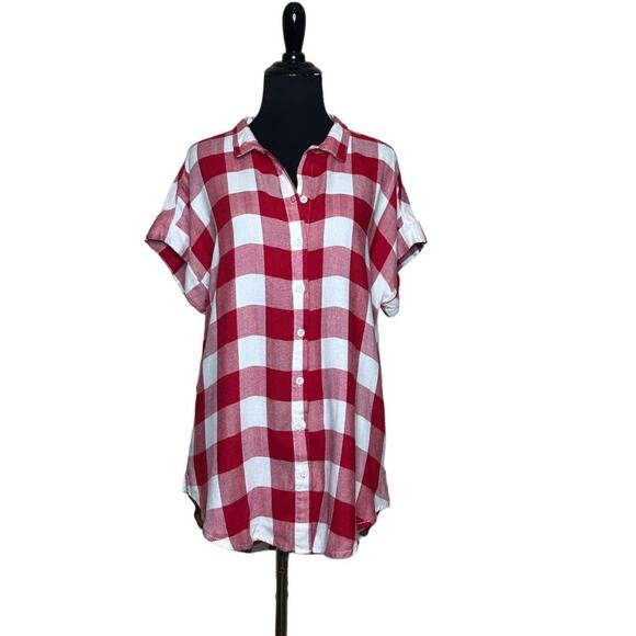 Alexander Jordan red plaid short sleeves button shirt size M - Picture 1 of 13